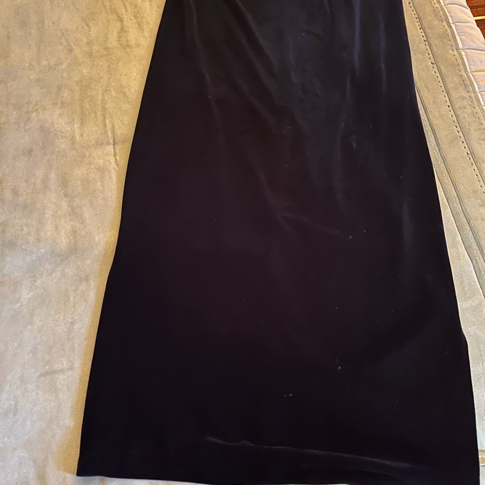 Formal Talbots Classic Black Plush Soft Velvet Maxi Skirt with side slit to knee